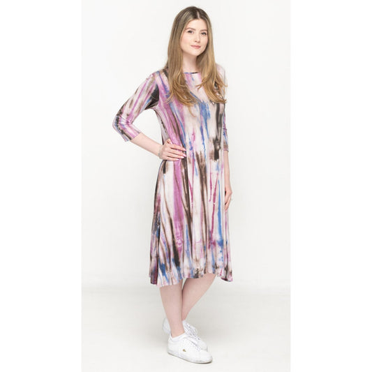 Penny Dress Pink/Brown Tie Dye