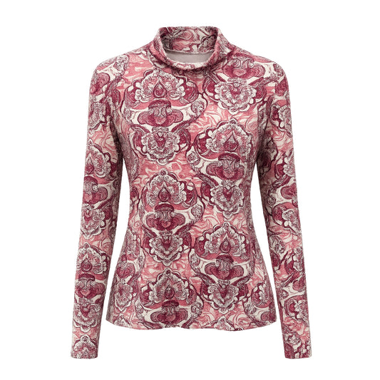 Pink Paisley Mockneck Tee Code Plus