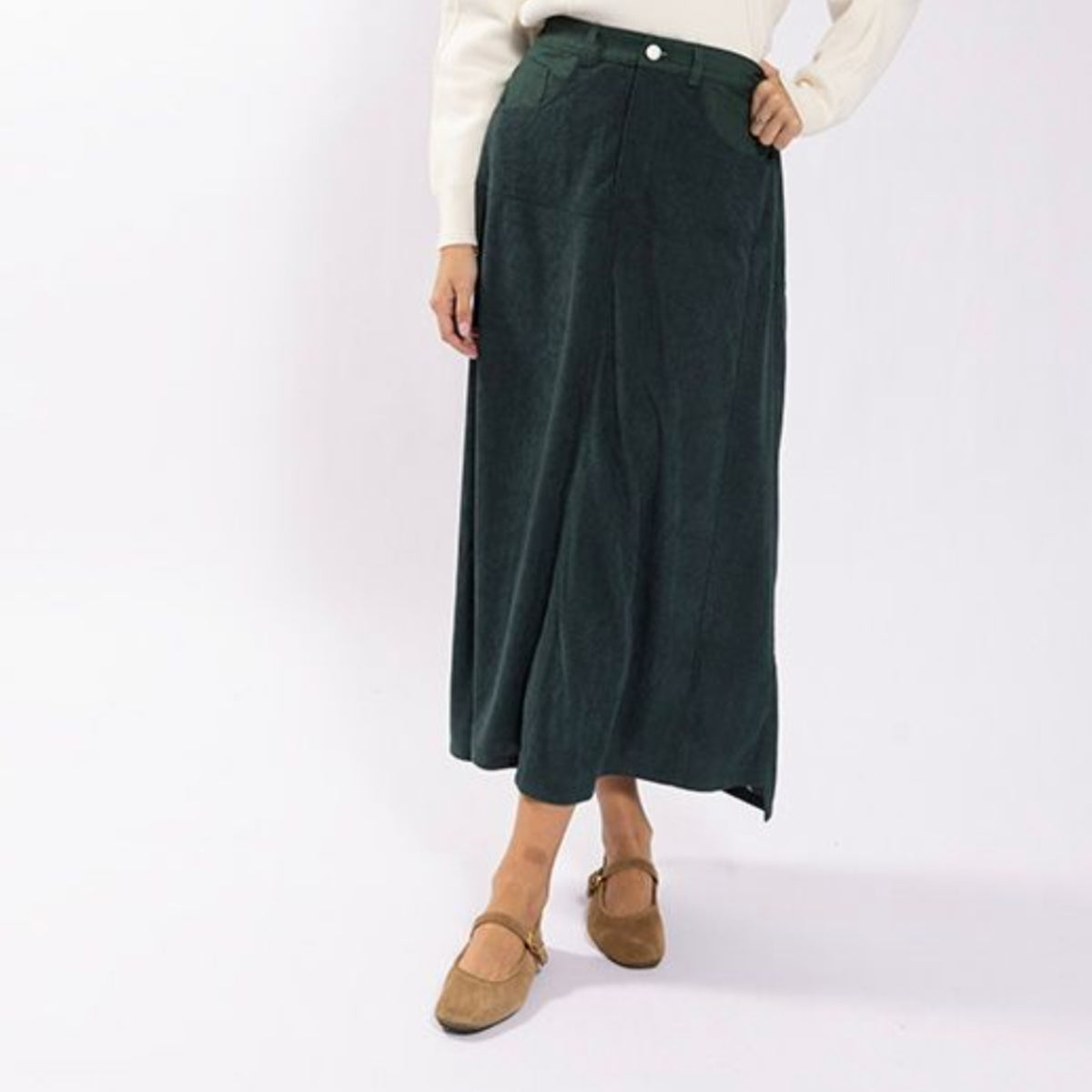Corduroy & Denim Combo Skirt