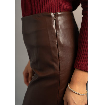 Brown Stone Belle Fringe Leather Skirt