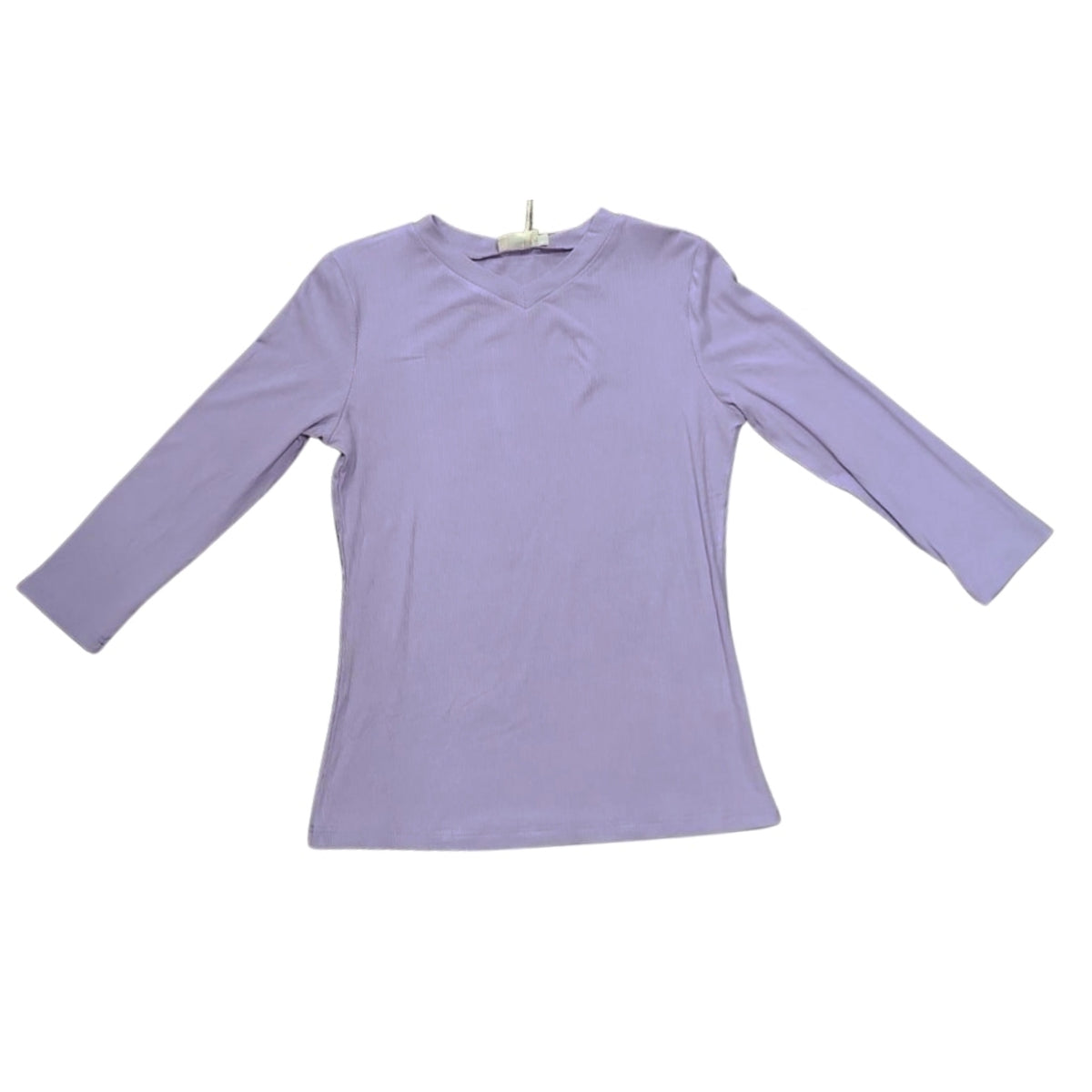 Dark Lavendar Micro Ribbed V-Neck Tee