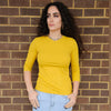 Mustard V Neck Microribbed Tshirt