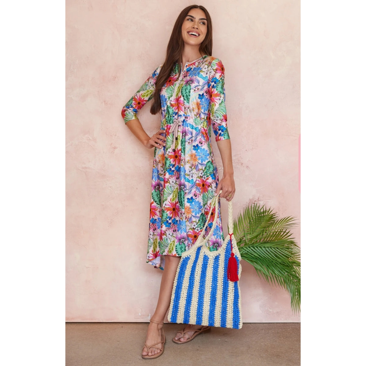 Hannah High Low Swim Dress Floral CVRGE