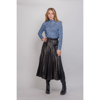 Blue Soft Print Mock Neck - The Mimi Boutique