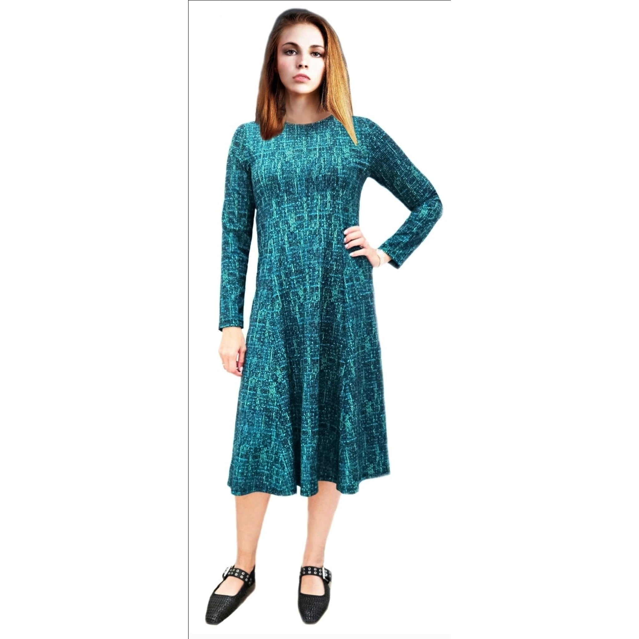 Green Fit N Flare Print Dress Green Fit N Flare Print Dress