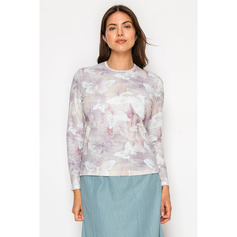 Purple Butterfly Print Tee