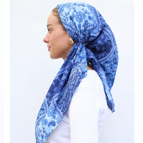 Denim Paisley Patchwork Headscarf SB