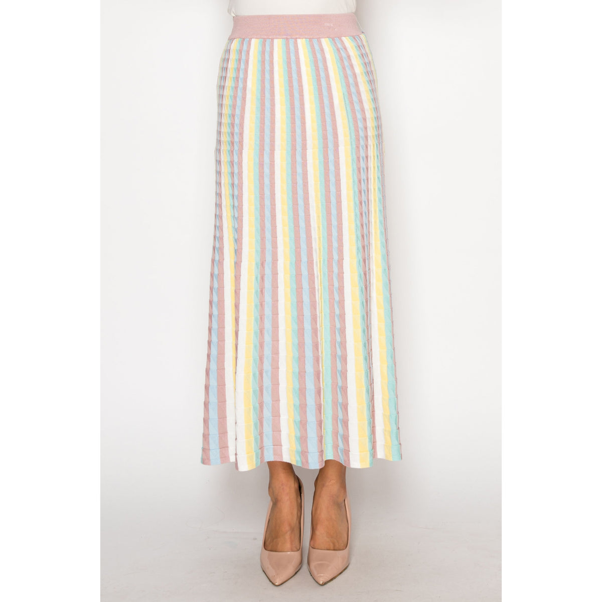 Sorbet Stripe Midi Skirt