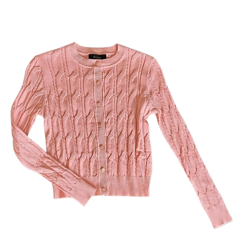 Salmon Cable Knit Cardigan Lilac Teen - The Mimi Boutique