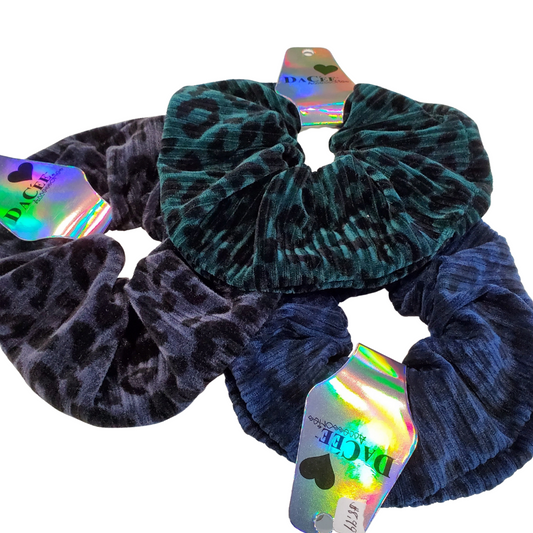 Velvet Leopard Ribbed Scrunchy
