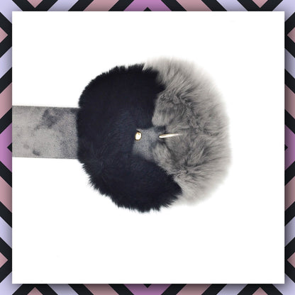Two Toned Fur Pom Fur Belt - The Mimi Boutique