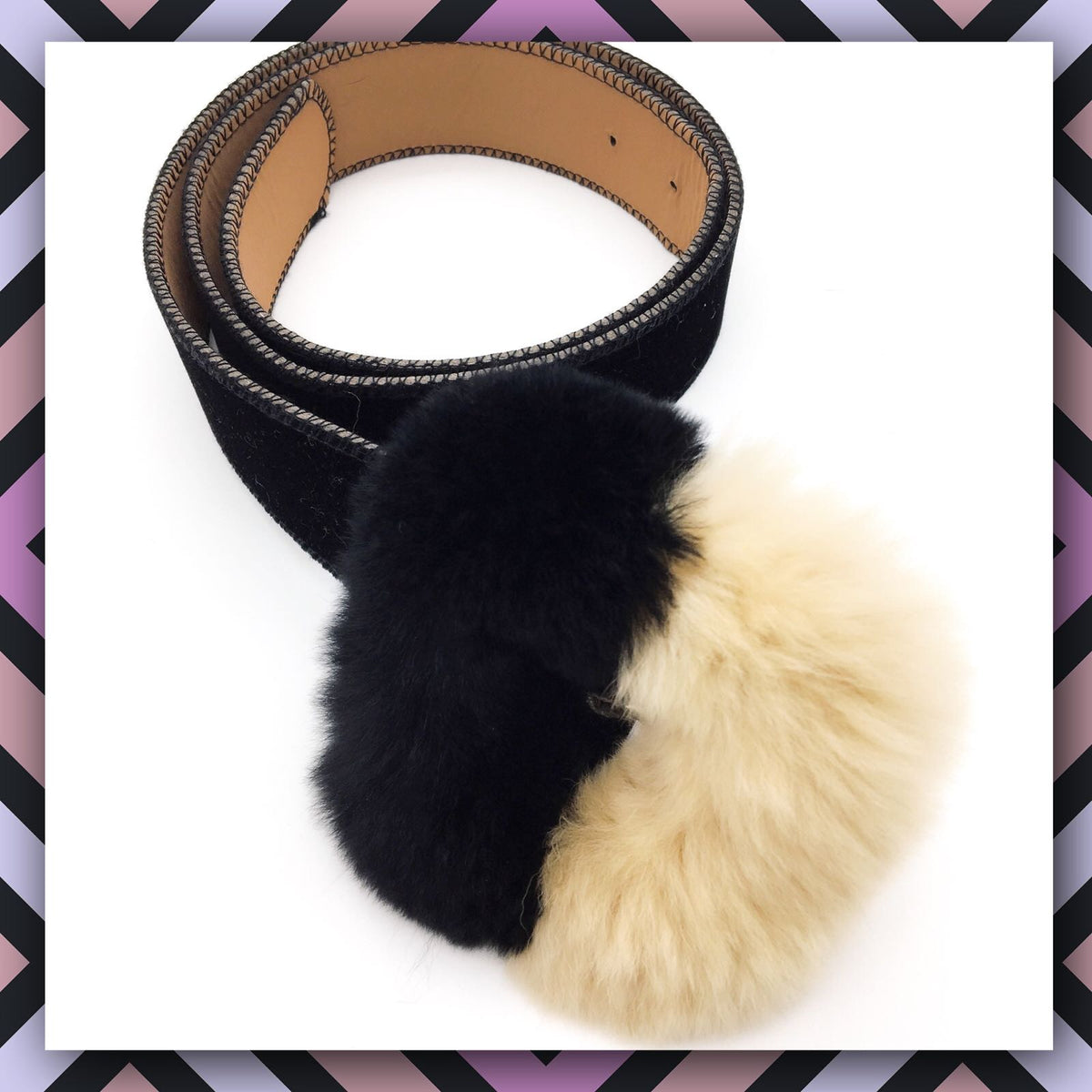 Two Toned Fur Pom Fur Belt - The Mimi Boutique