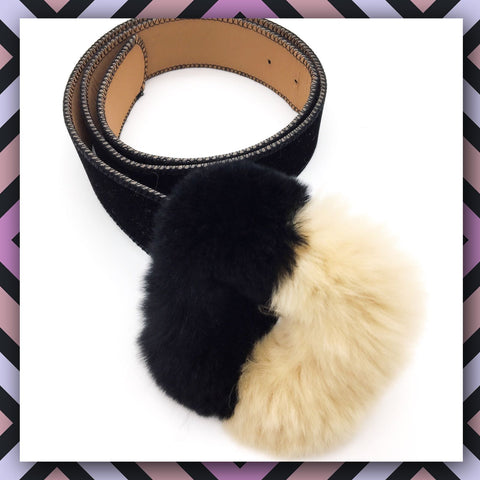 Two Toned Fur Pom Fur Belt - The Mimi Boutique