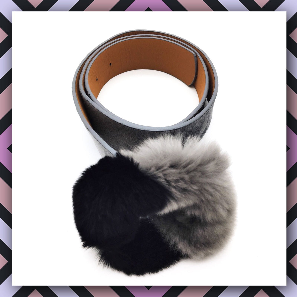 Two Toned Fur Pom Fur Belt - The Mimi Boutique