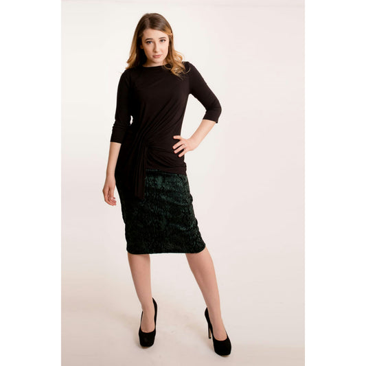 Vivian Skirt: Green/Black Velvet - The Mimi Boutique