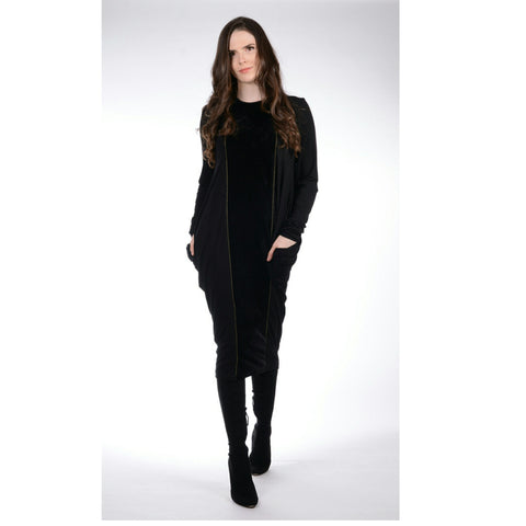 Boho Velour Dress: Black/Gold Trim - The Mimi Boutique