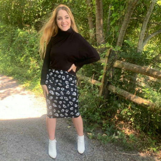 Ribbed Leopard Pencil Skirt - The Mimi Boutique