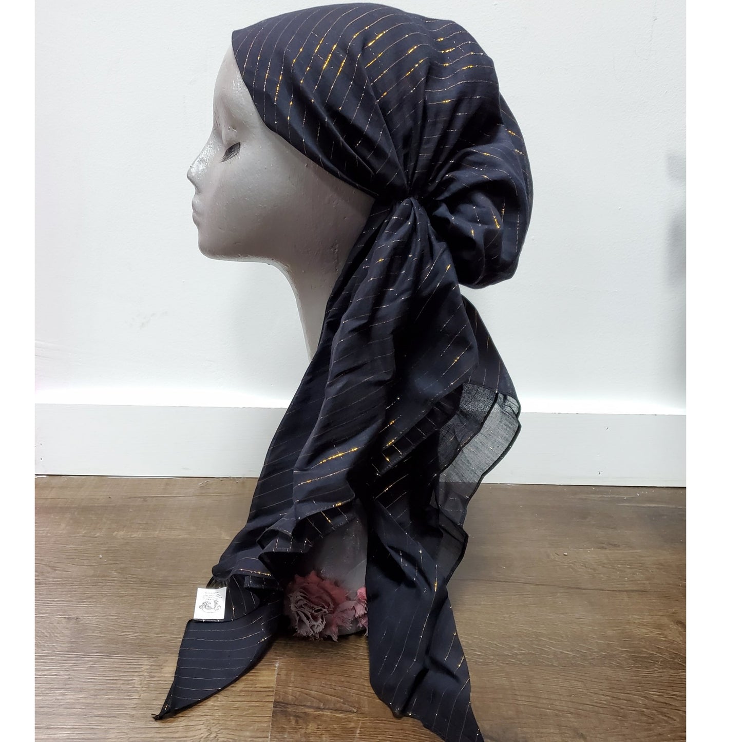 Cotton Lurex Stripe Pre-Tie Tichel - The Mimi Boutique