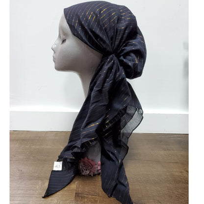 Cotton Lurex Stripe Pre-Tie Tichel - The Mimi Boutique