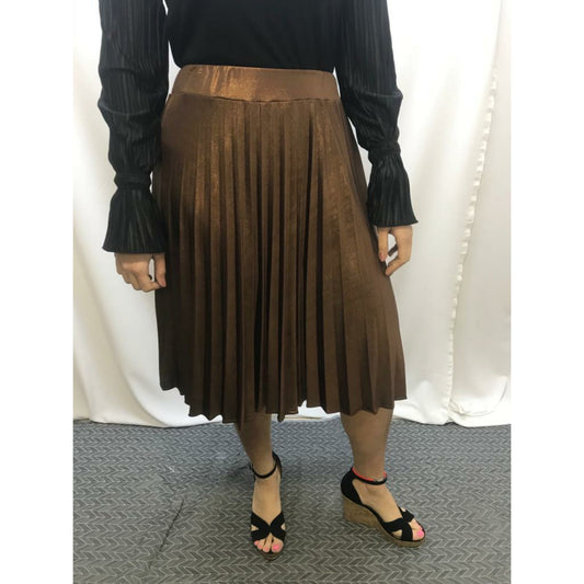 Metallic Pleated Skirt: Golden Bronze - The Mimi Boutique