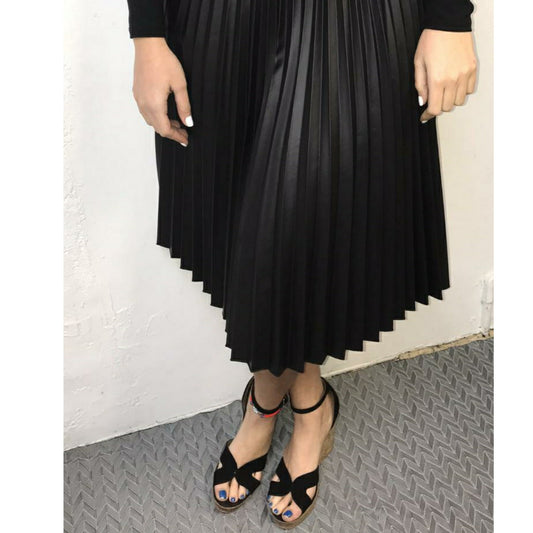 Faux Leather Pleated Skirt - The Mimi Boutique
