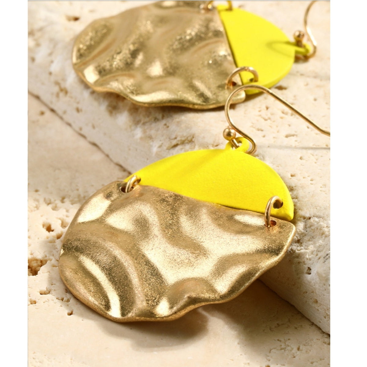 Hammered Gold/Color Earrings - The Mimi Boutique