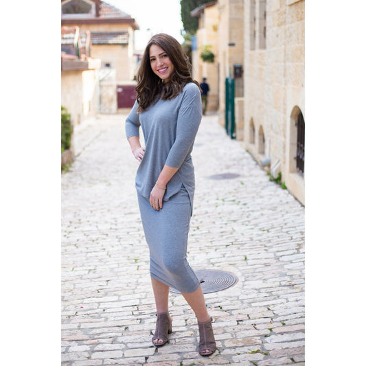Ribbed Two Piece Set By Daniella Faye: Light Grey - The Mimi Boutique