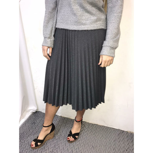 Shimmer Pleated Skirt: Silver - The Mimi Boutique