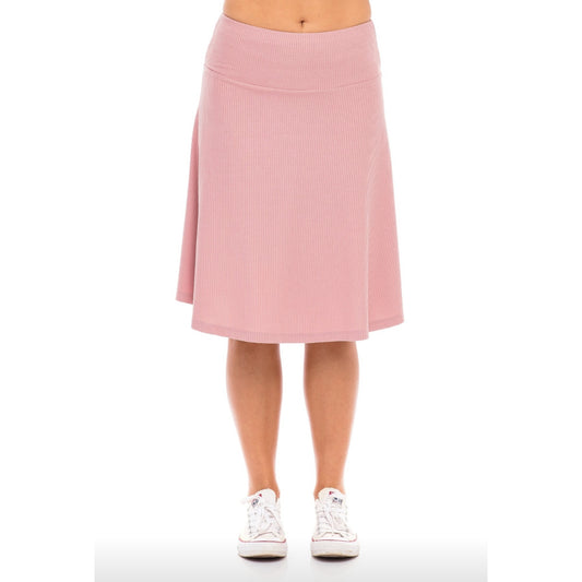 Ribbed Skye Skirt: Mauve - The Mimi Boutique
