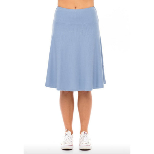 Ribbed Skye Skirt: Sky Blue - The Mimi Boutique
