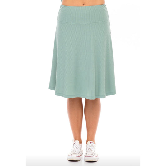 Ribbed Skye Skirt: Sea Foam Green - The Mimi Boutique