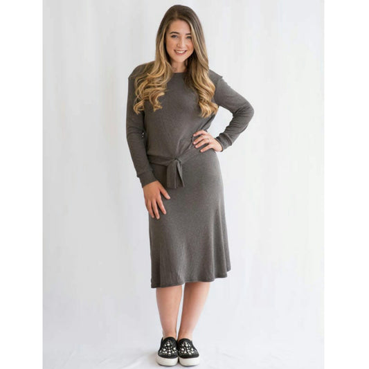 Grey Tie Shirt & Skirt Set (Sold Separately) - The Mimi Boutique