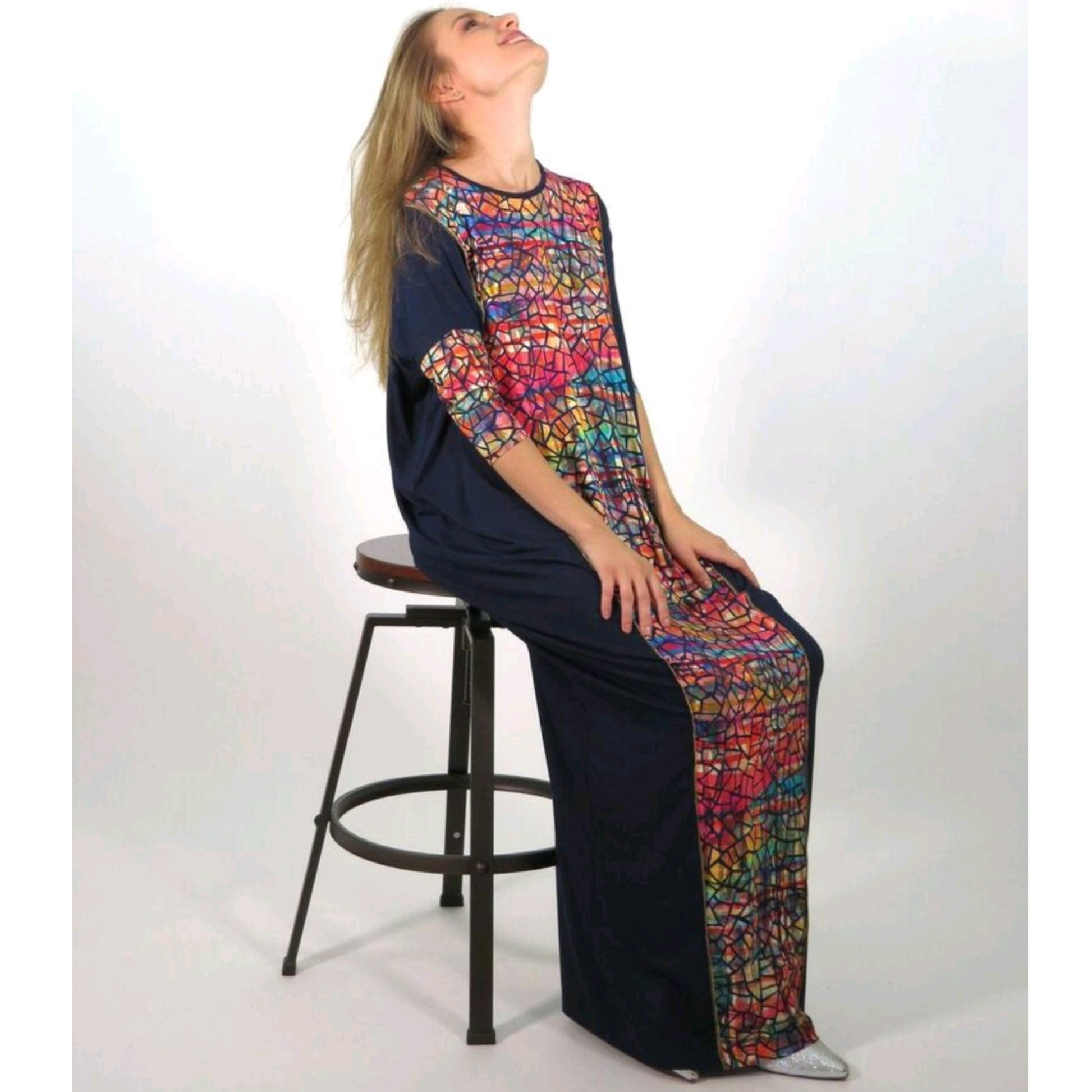 Misa Maxi: Black/ Water Color Mosaic - The Mimi Boutique