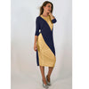 Boho Chic Dress: Stitched Navy/Camel Kintsugi - The Mimi Boutique