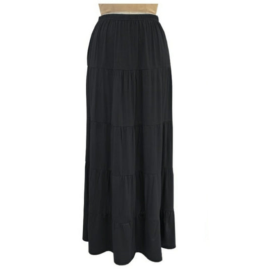 Tiered Maxi Skirt: Black