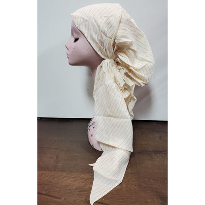 Gold Thread Classic Open Back Pretied Israeli Thicker Cotton Lurex Tichel - The Mimi Boutique