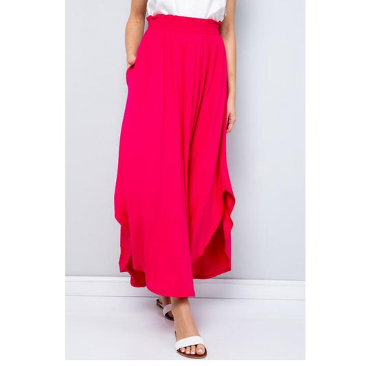 Tulip Top Assymetrical Maxi Skirt: Fushia