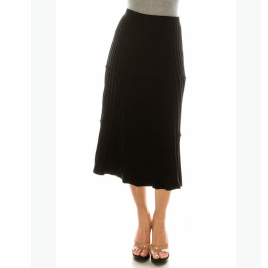 Ribbed Knit Skirt by Yal: Black