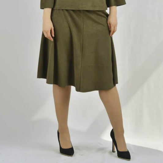 Suede Flare Skirt: Olive