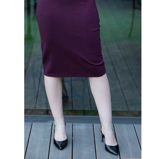Basic Pencil Skirt by KMW: Wine - The Mimi Boutique