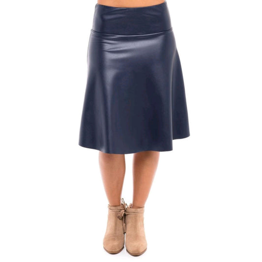 Leather Skye Skirt: Navy
