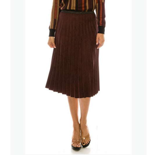 Pleated Skirt by Yal: Burgundy