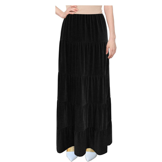 Velvet Tiered Maxi Skirt: Black - The Mimi Boutique