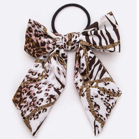 Bow Ponytails: Animal Print/Chain