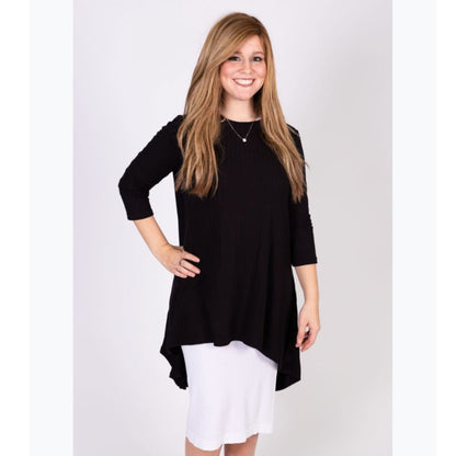 High Low Top by KMW-Black 3/4 Sleeves