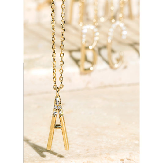 Gold ABC Rhinestone Necklace (Short)