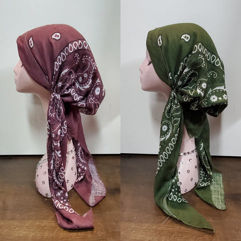 Bandana Paisley Long Tail Headscarf: Pre-tie