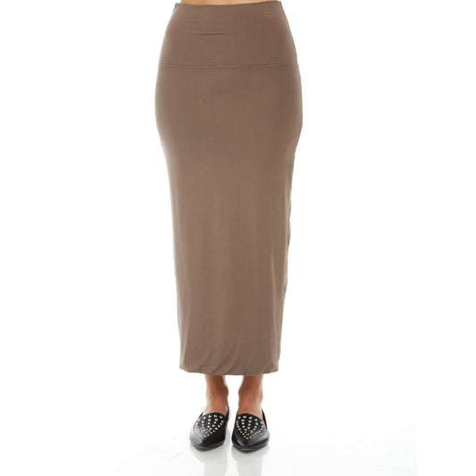 Modal Midi Slim Skirt: Smokey - The Mimi Boutique
