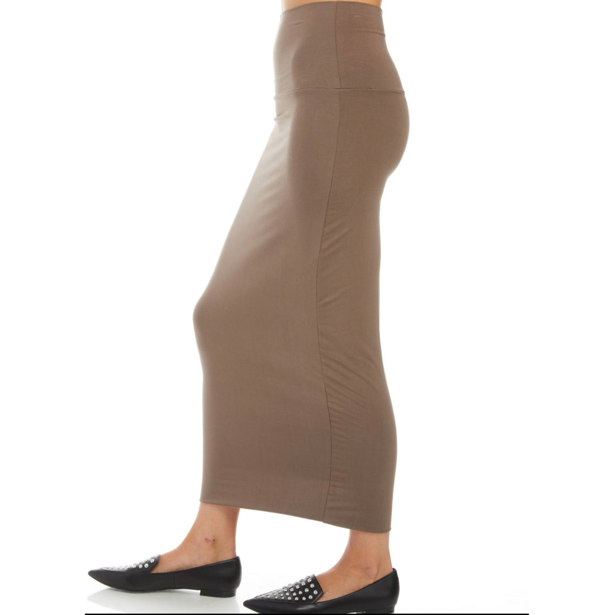 Modal Midi Slim Skirt: Smokey - The Mimi Boutique