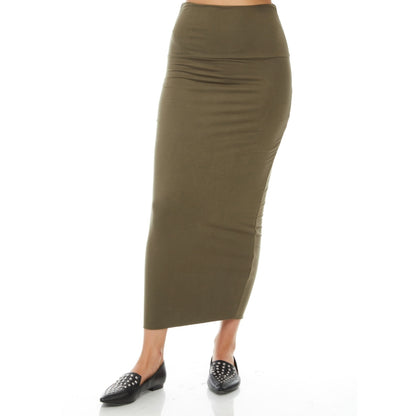 Modal Midi Slim Skirt: Lighter Olive